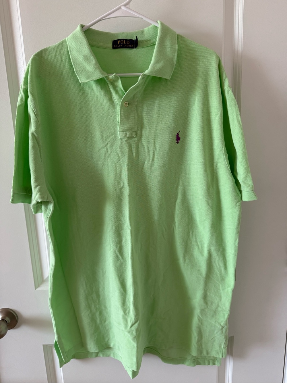 Ralph Lauren Men's Lime Green Polo with Purple Pony